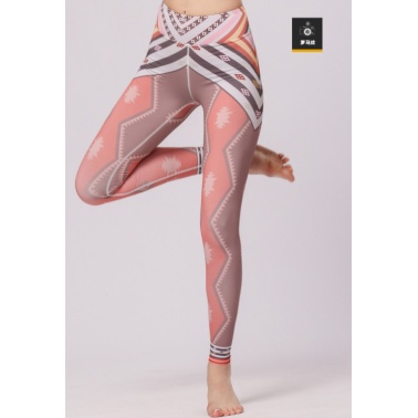 欧美新款数码印花修身速干跑步健身舞蹈瑜伽九分 瑜伽裤
